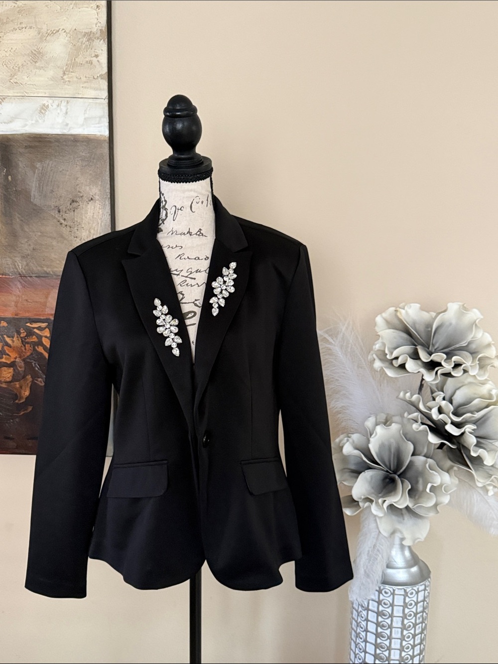 Embellished Black Women's Blazer Jacket